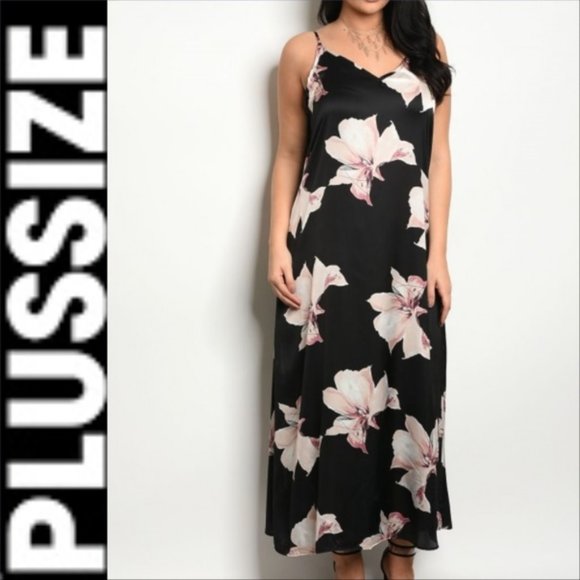 PLUS FLORAL PRINT MAXI SLIP DRESS - Picture 1 of 4